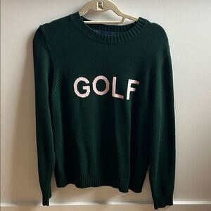Renwick Dark Green 'GOLF' Crewneck Sweater - Pink Logo